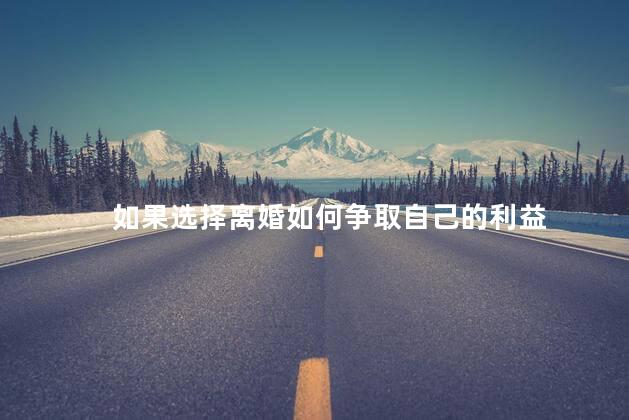 如果选择离婚如何争取自己的利益，如果选择离婚怎么争取自己的利益