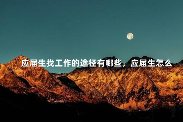 应届生找工作的途径有哪些，应届生怎么找工作