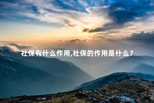 社保有什么作用，社保的作用是什么？