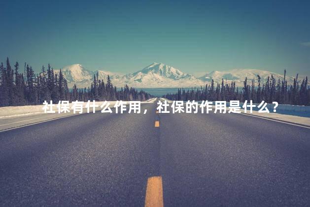 社保有什么作用，社保的作用是什么？